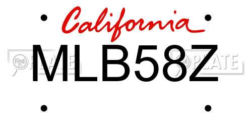 MLB58Z California License Plate