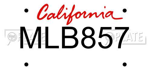 MLB857 California License Plate