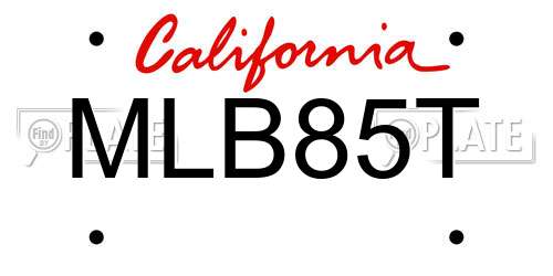 MLB85T California License Plate