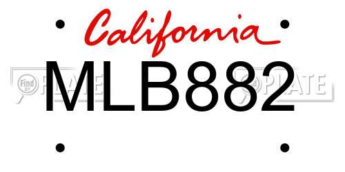 MLB882 California License Plate