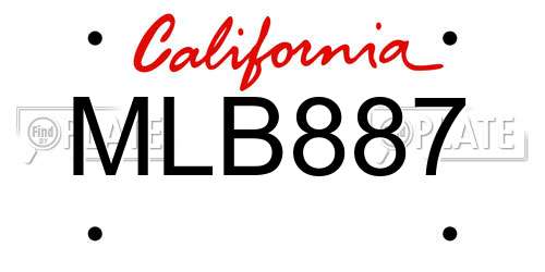MLB887 California License Plate