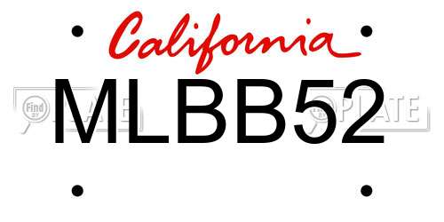 MLBB52 California License Plate