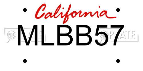 MLBB57 California License Plate