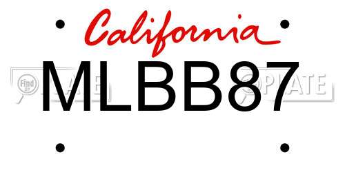 MLBB87 California License Plate