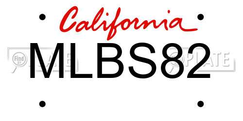 MLBS82 California License Plate