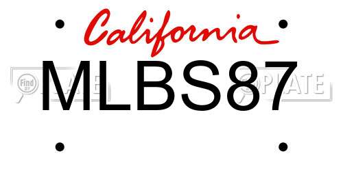 MLBS87 California License Plate
