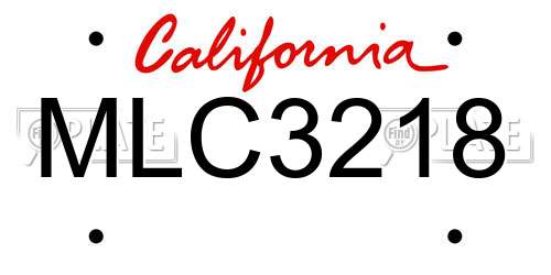 MLC3218 California License Plate