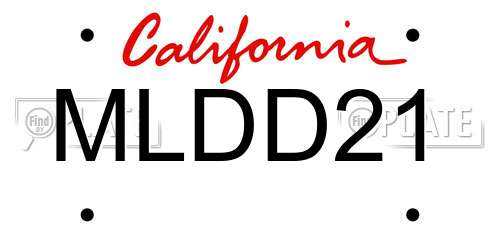 MLDD21 California License Plate