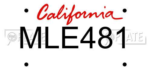 MLE481 California License Plate