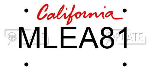 MLEA81 California License Plate