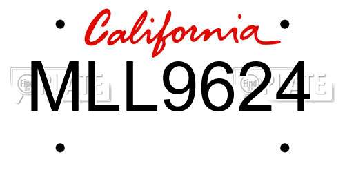 MLL9624 California License Plate