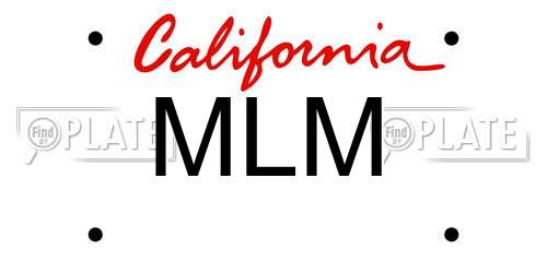 MLM California License Plate
