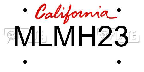 MLMH23 California License Plate