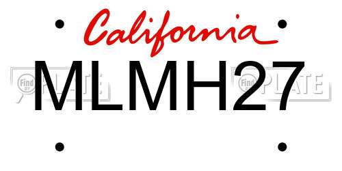 MLMH27 California License Plate