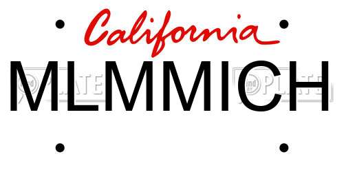 MLMMICH California License Plate