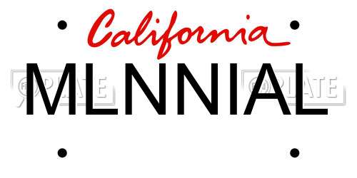 MLNNIAL California License Plate