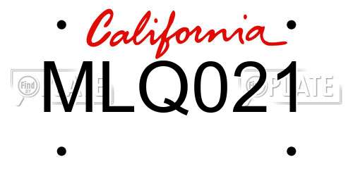 MLQ021 California License Plate