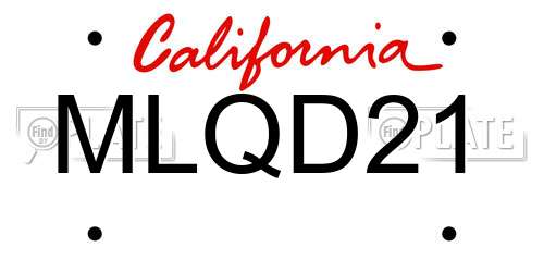 MLQD21 California License Plate