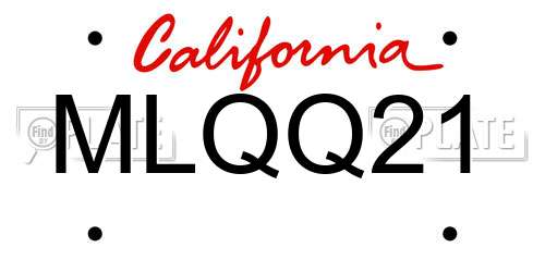 MLQQ21 California License Plate