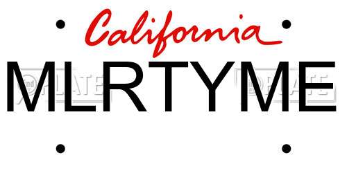 MLRTYME California License Plate