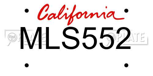 MLS552 California License Plate