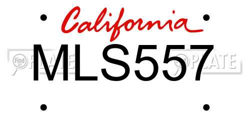 MLS557 California License Plate