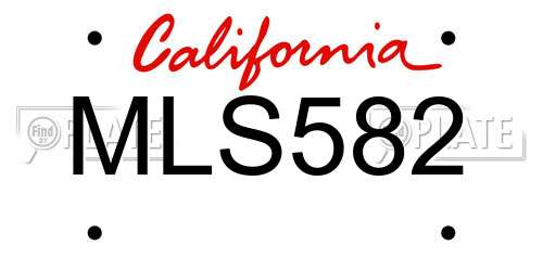 MLS582 California License Plate