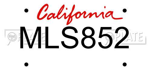 MLS852 California License Plate