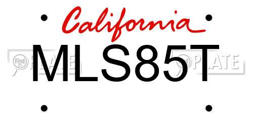MLS85T California License Plate