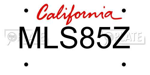 MLS85Z California License Plate