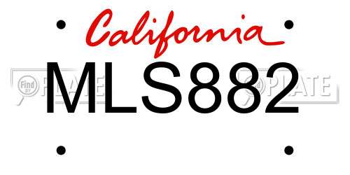 MLS882 California License Plate