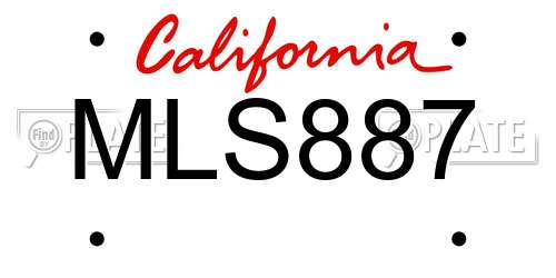 MLS887 California License Plate
