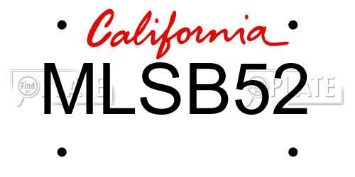 MLSB52 California License Plate
