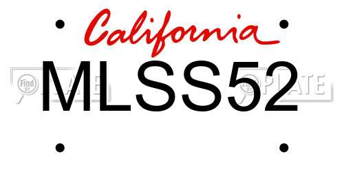 MLSS52 California License Plate