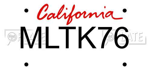 MLTK76 California License Plate