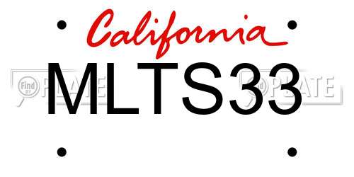 MLTS33 California License Plate