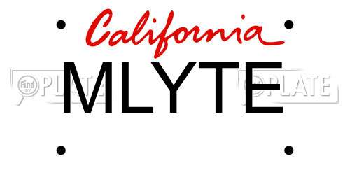 MLYTE California License Plate