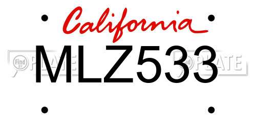 MLZ533 California License Plate