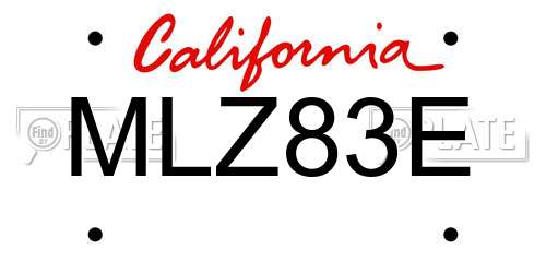 MLZ83E California License Plate