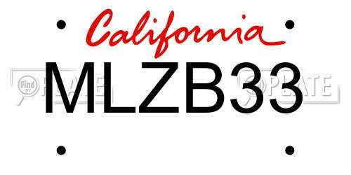 MLZB33 California License Plate