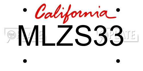 MLZS33 California License Plate