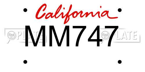 MM747 California License Plate