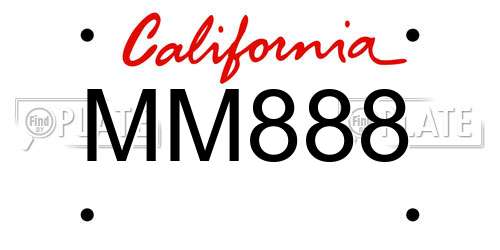 MM888 California License Plate
