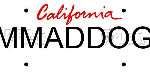 MMADDOG California License Plate