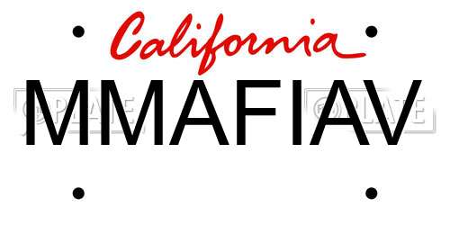MMAFIAV California License Plate
