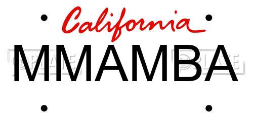 MMAMBA California License Plate