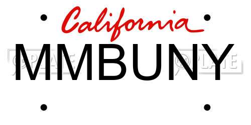 MMBUNY California License Plate