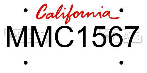 MMC1567 California License Plate