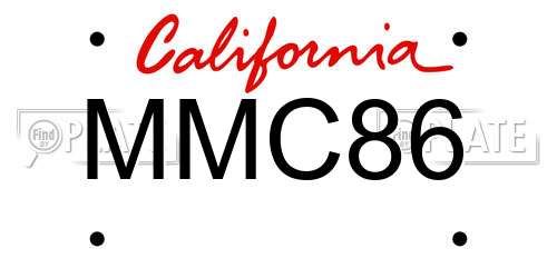 MMC86 California License Plate