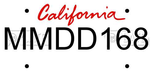 MMDD168 California License Plate